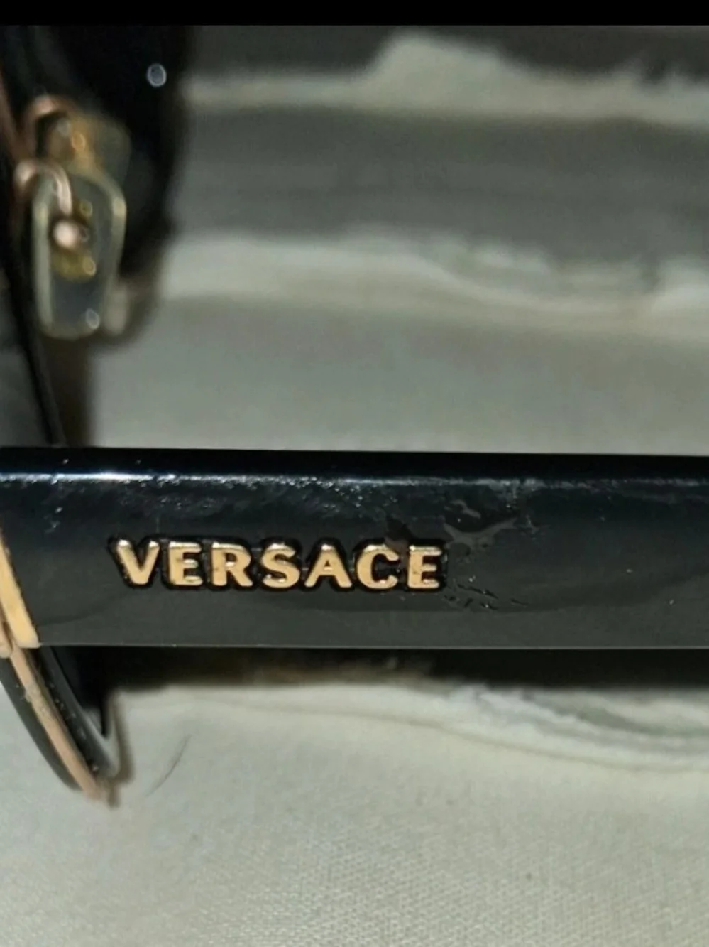 Versace Black Sunglasses with Gold Logo Temple